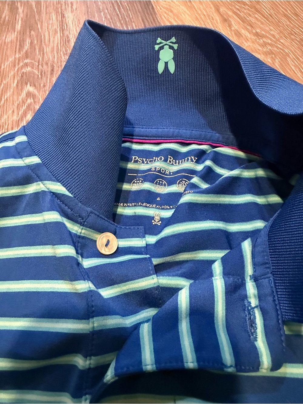 Psycho Bunny Navy with Mint Stripe Polo
